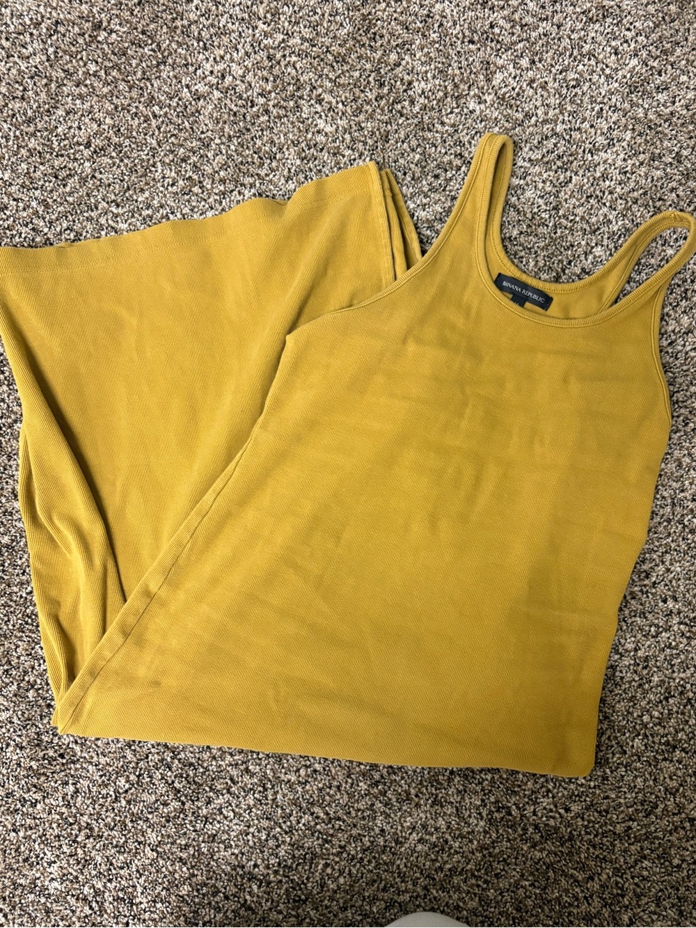 Banana Republic Ribbed Tank Dress in Mustard